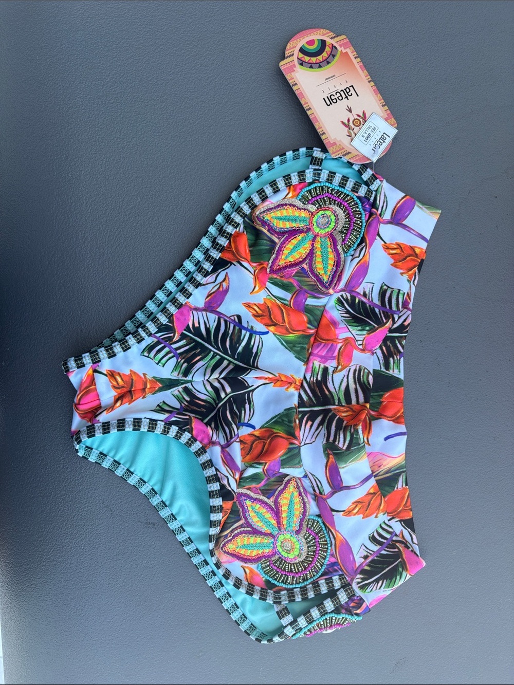 Tropical Floral High-Waist Bikini Bottom - Multicolor